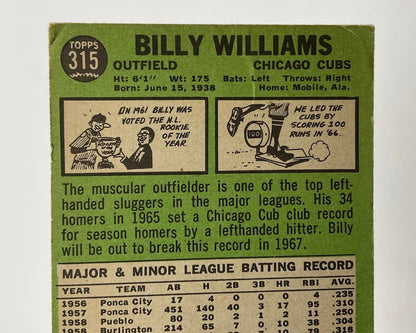 Billy Williams 1967 Topps #315 Chicago Cubs VG - Collector Store LLC