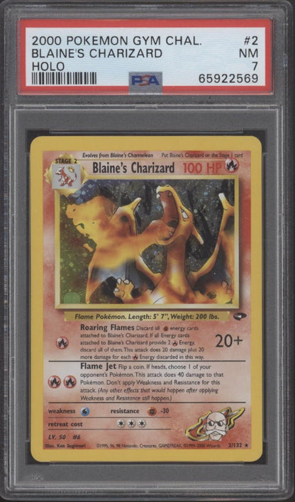 Blaine's Charizard Pokemon Gym Challenge Holo #2 PSA 7 Blaine's Charizard Pokemon Gym Challenge Holo #2 PSA 7