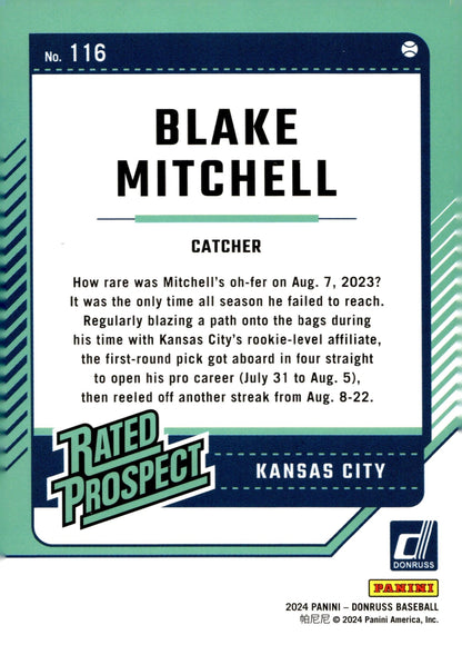 Blake Mitchell 2024 Panini Donruss Rated Prospect Fire Foil 17/75 #116 - Collector Store LLC