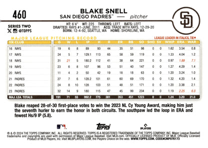Blake Snell 2024 Topps Series 2 Foil 460 - Collector Store LLC