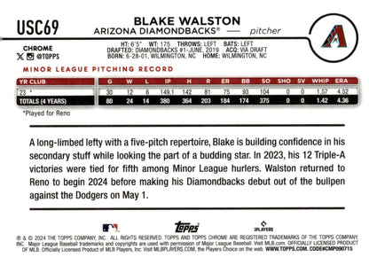 Blake Walston 2024 Topps Chrome Negative Refractor RC USC69 - Collector Store LLC