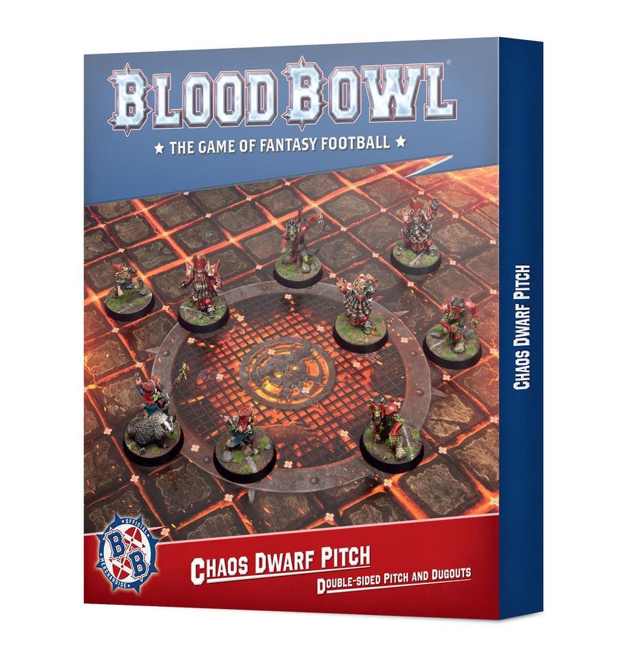 Blood Bowl: Chaos Dwarf Team – Double - sided Pitch and Dugouts Set - Collector Store LLC