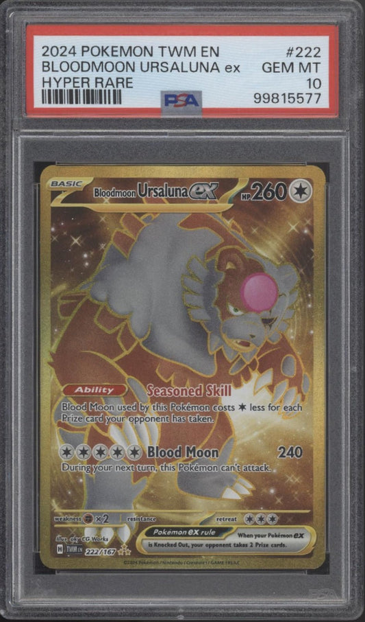 Bloodmoon Ursaluna ex Pokemon Twilight Masquerade Hyper Rare 222 PSA 10 - Collector Store LLC