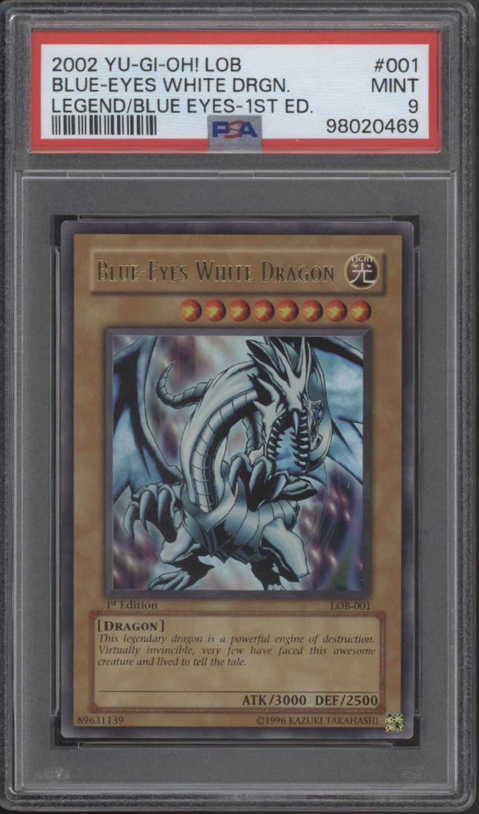 Blue - Eyes White Dragon Yu - Gi - Oh! Legend of Blue Eyes 1st Edition #001 PSA 9 - Collector Store LLC