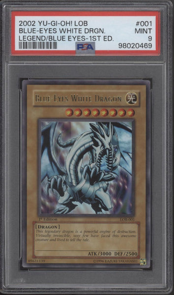 鑑定品 PSA9 　美品　BLUE EYES WHITE DRAGON バンダイ 1998 YU-GI-OH! JPN BANDAI-1ST GENERATION #9 BLUE-EYES WHITE