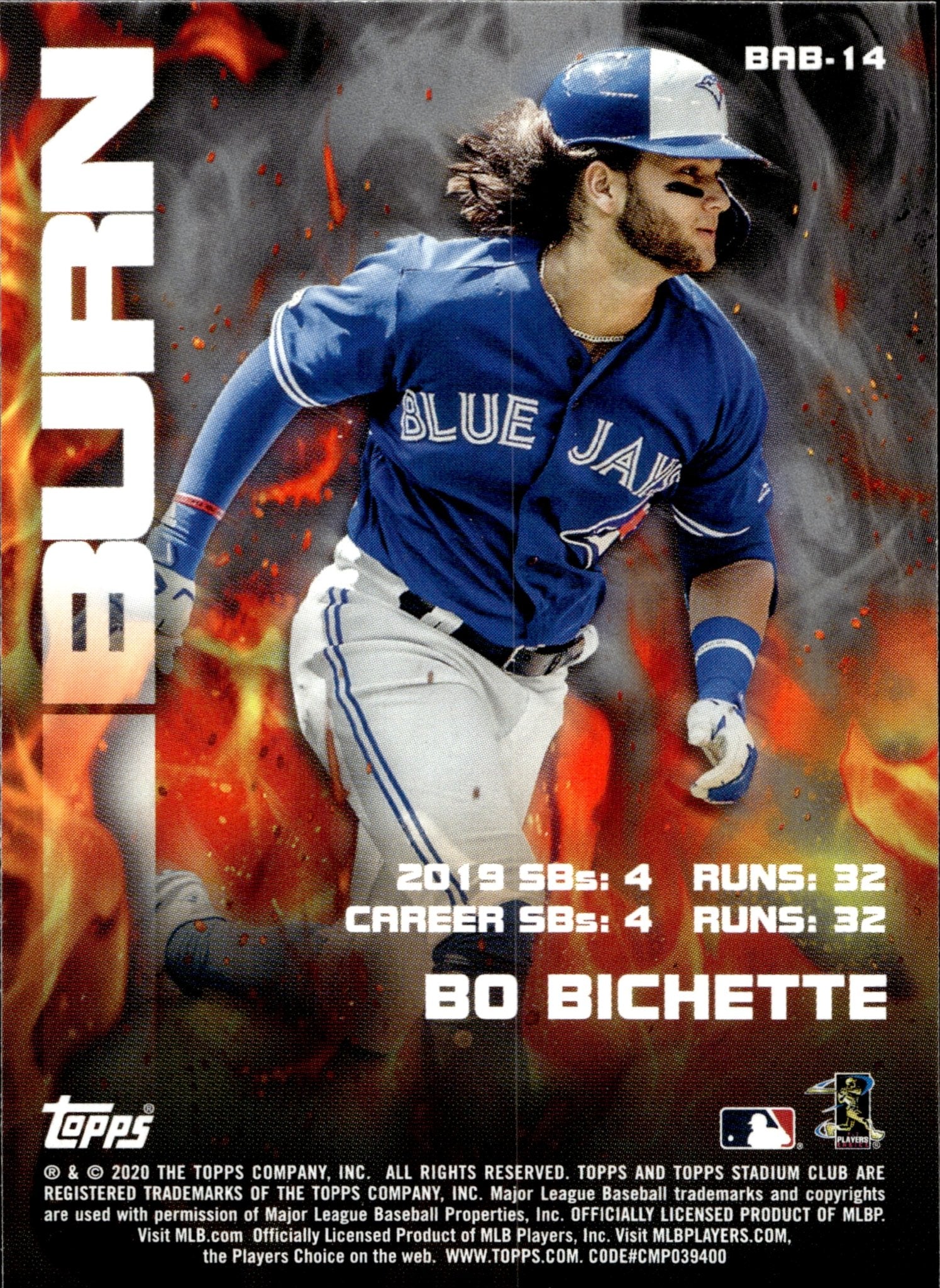 Bo Bichette 2020 Topps Stadium Club Bash & Burn RC BAB - 14 2 - Collector Store LLC