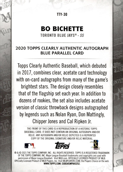 Bo Bichette 2021 Topps Through the Years #TTY - 30 - Collector Store LLC