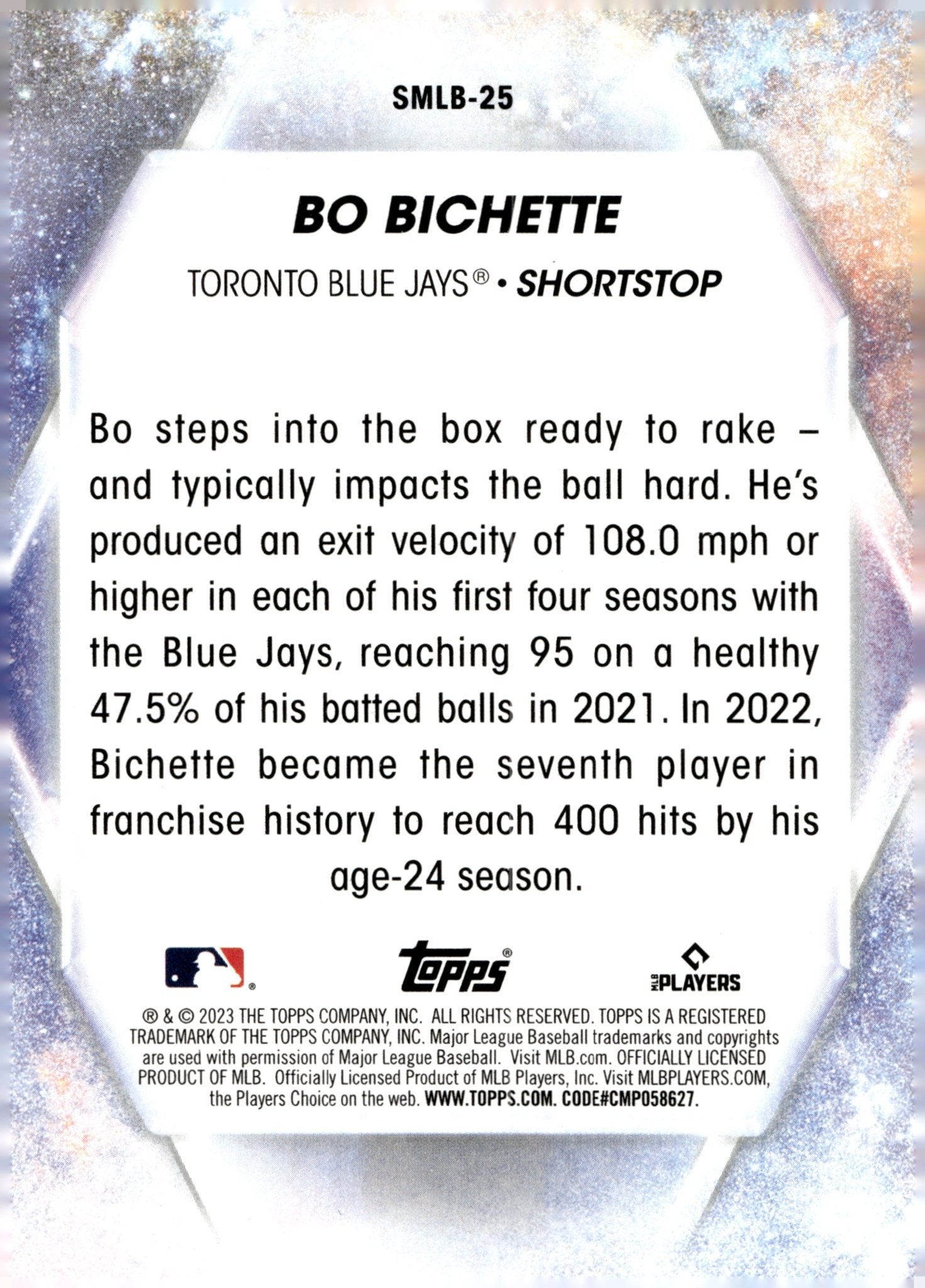 Bo Bichette 2023 Topps Series 1 Stars of MLB SMLB - 25 - Collector Store LLC