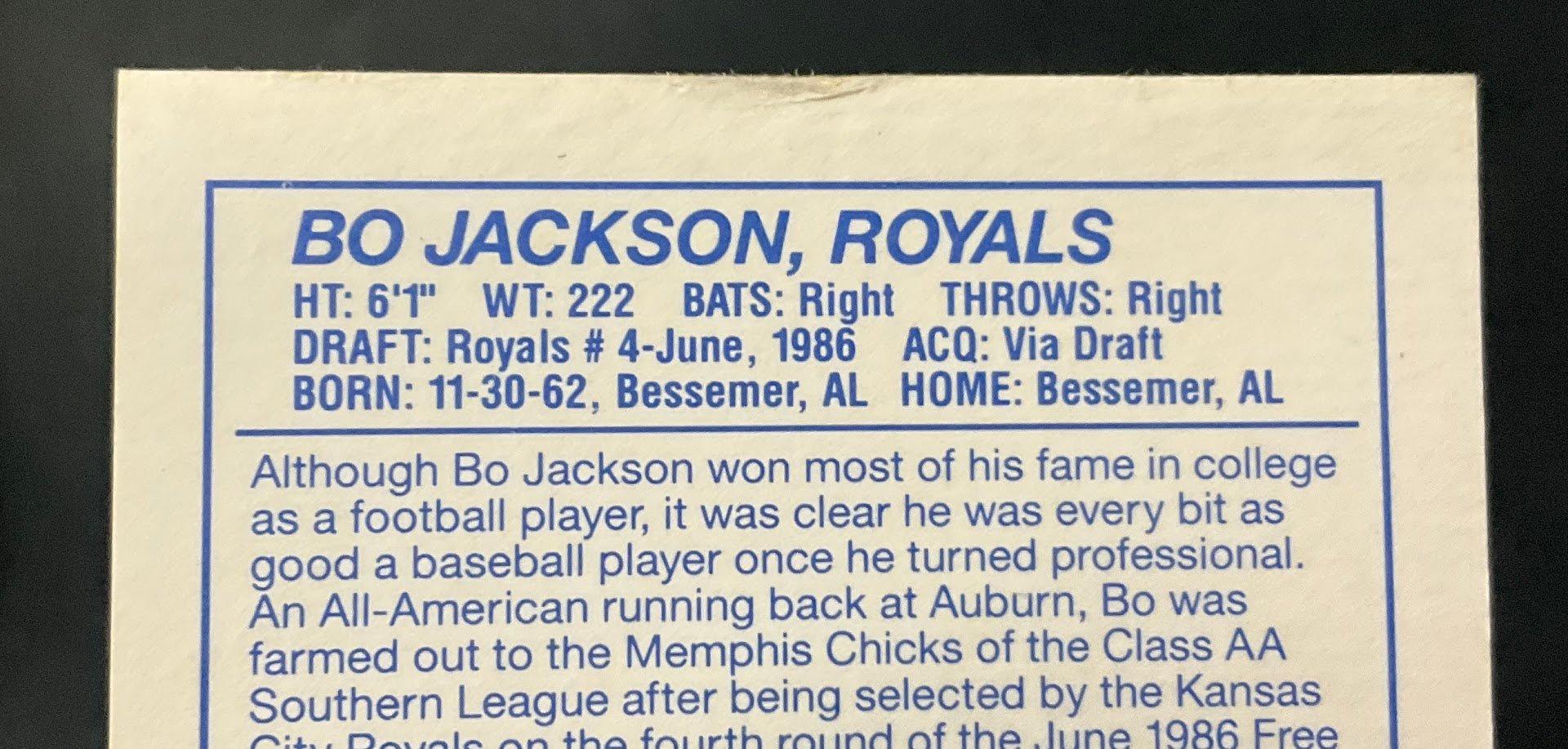 Bo Jackson 1990 Kenner Starting Lineup #5 Kansas City Royals - Collector Store LLC