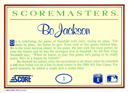Bo Jackson 1990 Score Masters 1 - Collector Store LLC