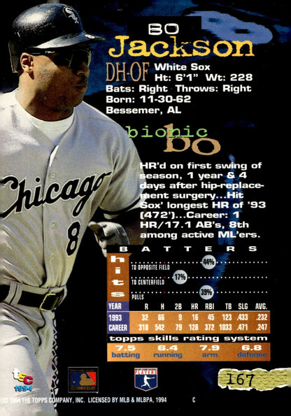 Bo Jackson 1994 Topps Stadium Club 167 - Collector Store LLC