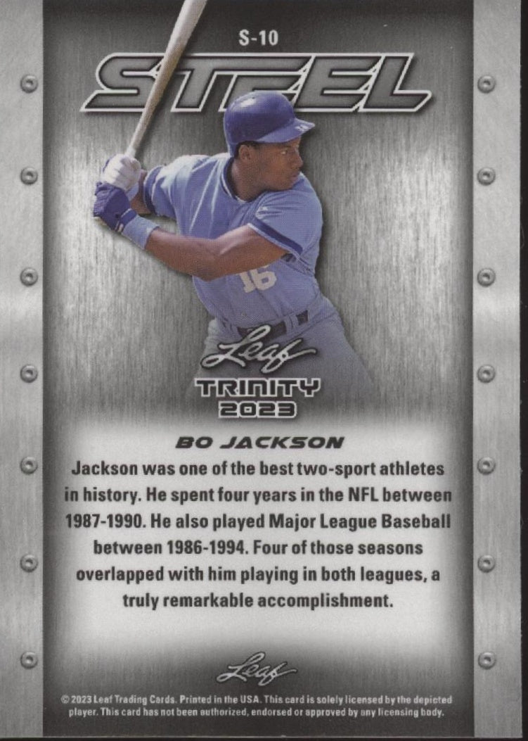 Bo Jackson 2023 Leaf Trinity Steel #S - 10 - Collector Store LLC