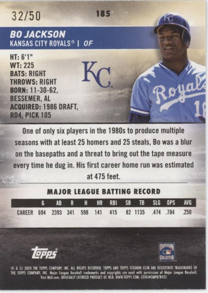 Bo Jackson 2024 Topps Stadium Club Blue 32/50 #185 - Collector Store LLC