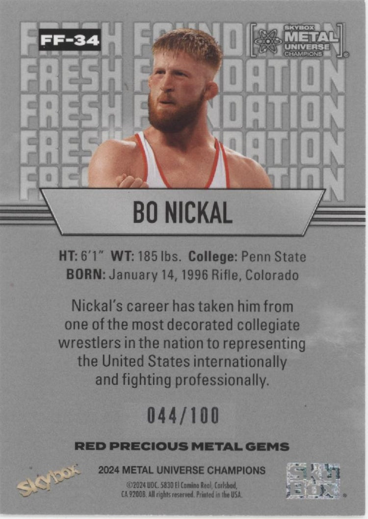 Bo Nickal 2024 Skybox Metal Universe Champions Red Precious Metal Gems RC /100 - Collector Store LLC