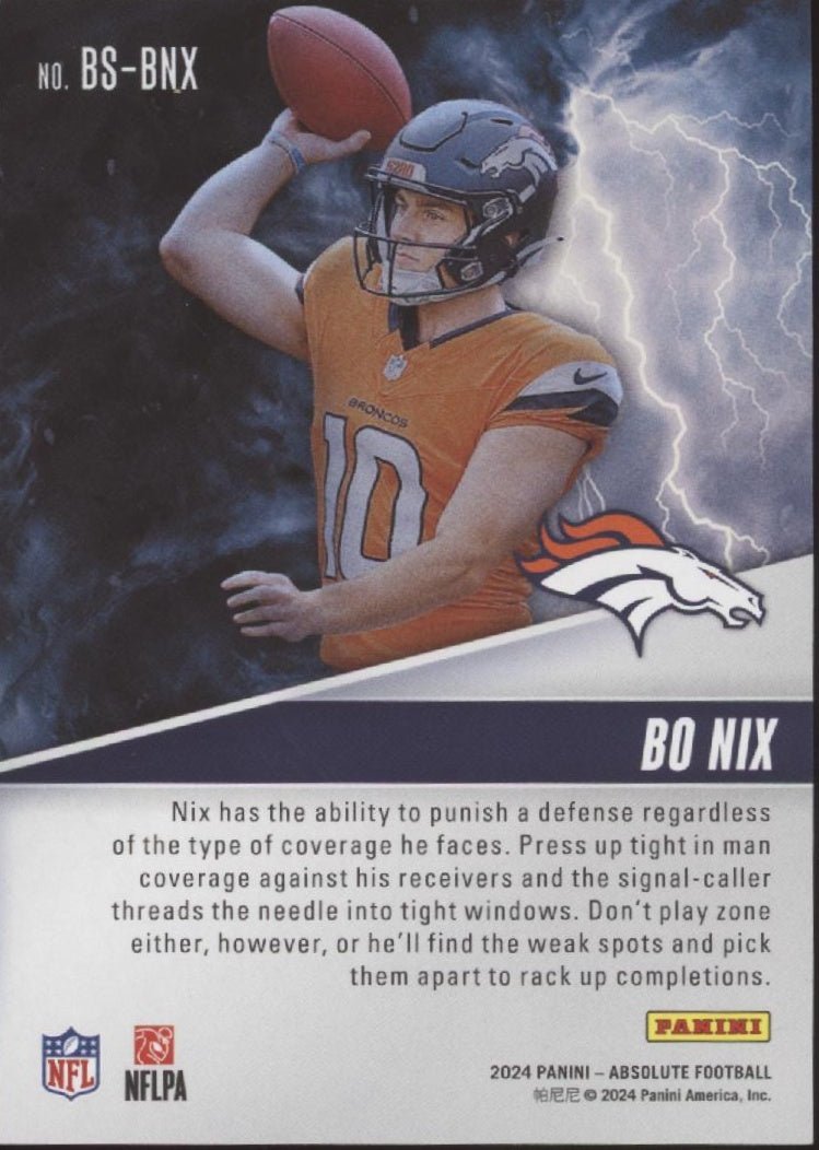 Bo Nix 2024 Panini Absolute By Storm RC #BS - BNX - Collector Store LLC