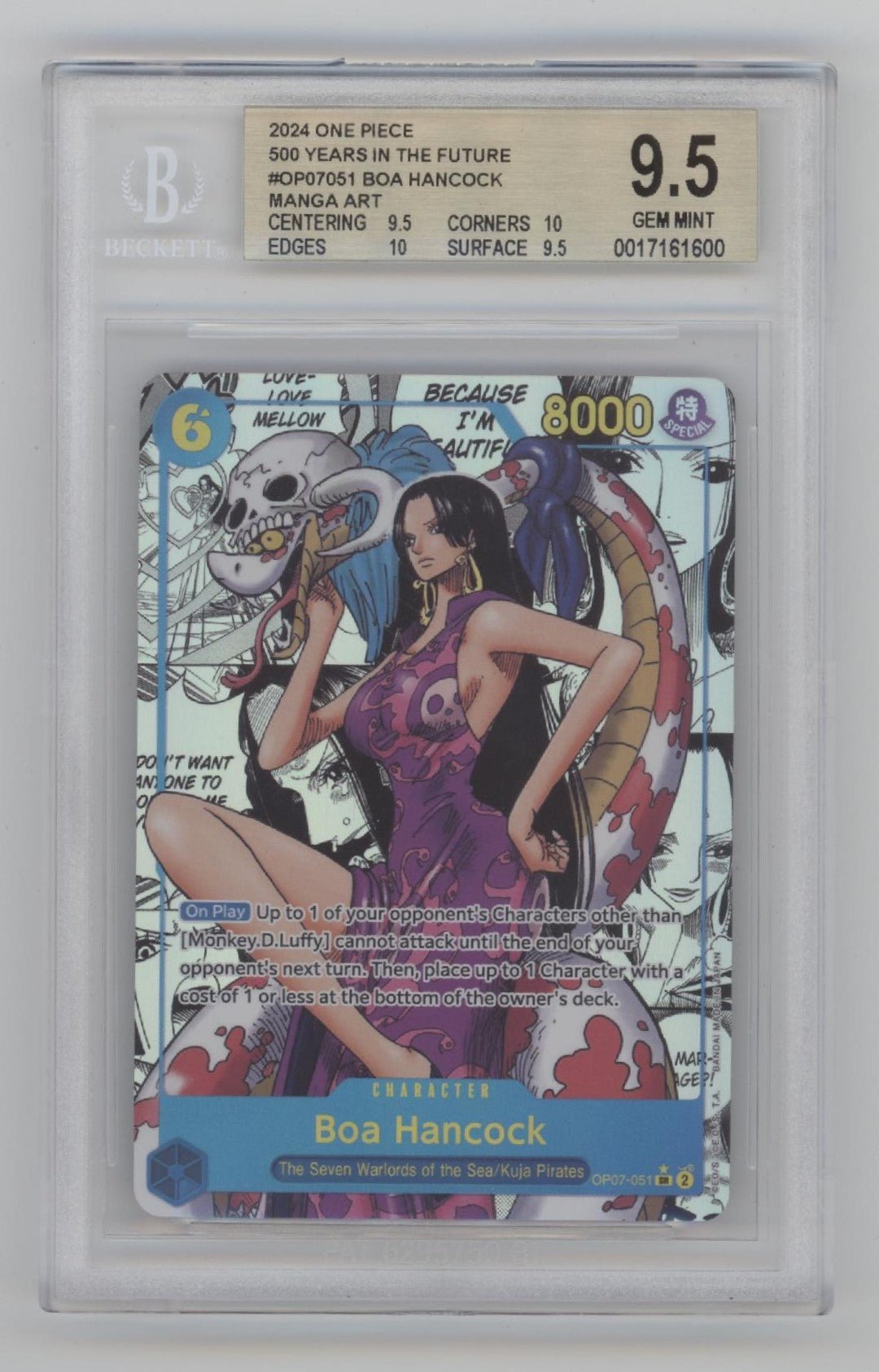 Boa Hancock One Piece Card Game 500 Years in the Future Manga Art Beckett 9.5 - Collector Store LLC