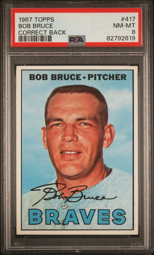 Bob Bruce 1967 Topps Correct Back #417 PSA 8 - Collector Store LLC