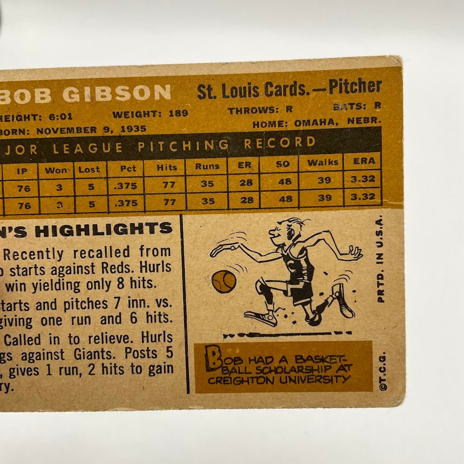 Bob Gibson 1960 Topps #73 St. Louis Cardinals PR - Collector Store LLC