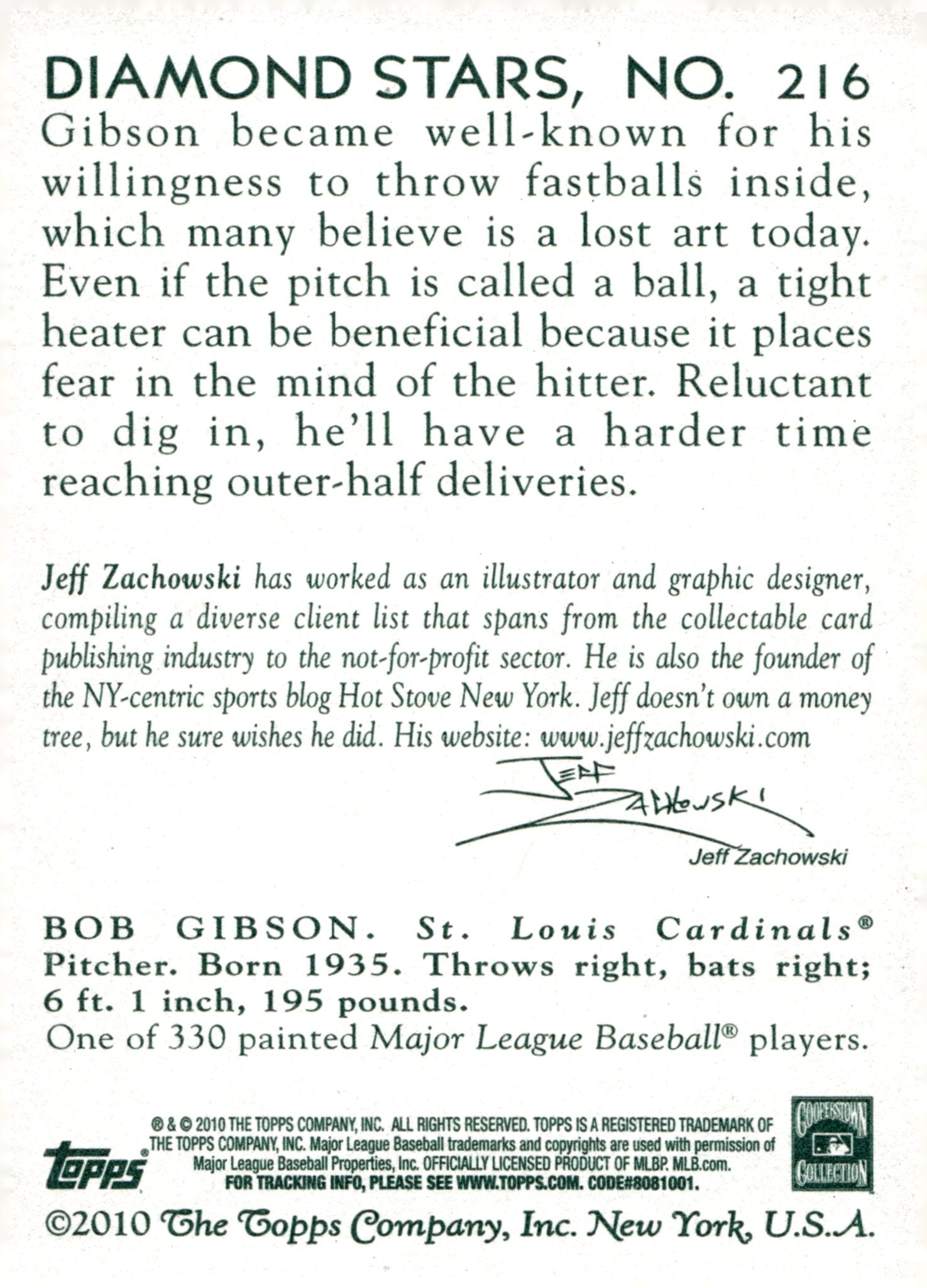 Bob Gibson 2010 Topps National Chicle Diamond Stars 216 - Collector Store LLC