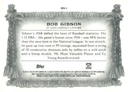 Bob Gibson 2022 Topps Allen & Ginter Banner Season BS - 1 - Collector Store LLC