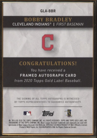 Bobby Bradley 2020 Topps Gold Label Framed RC Auto #GLA - BBR - Collector Store LLC