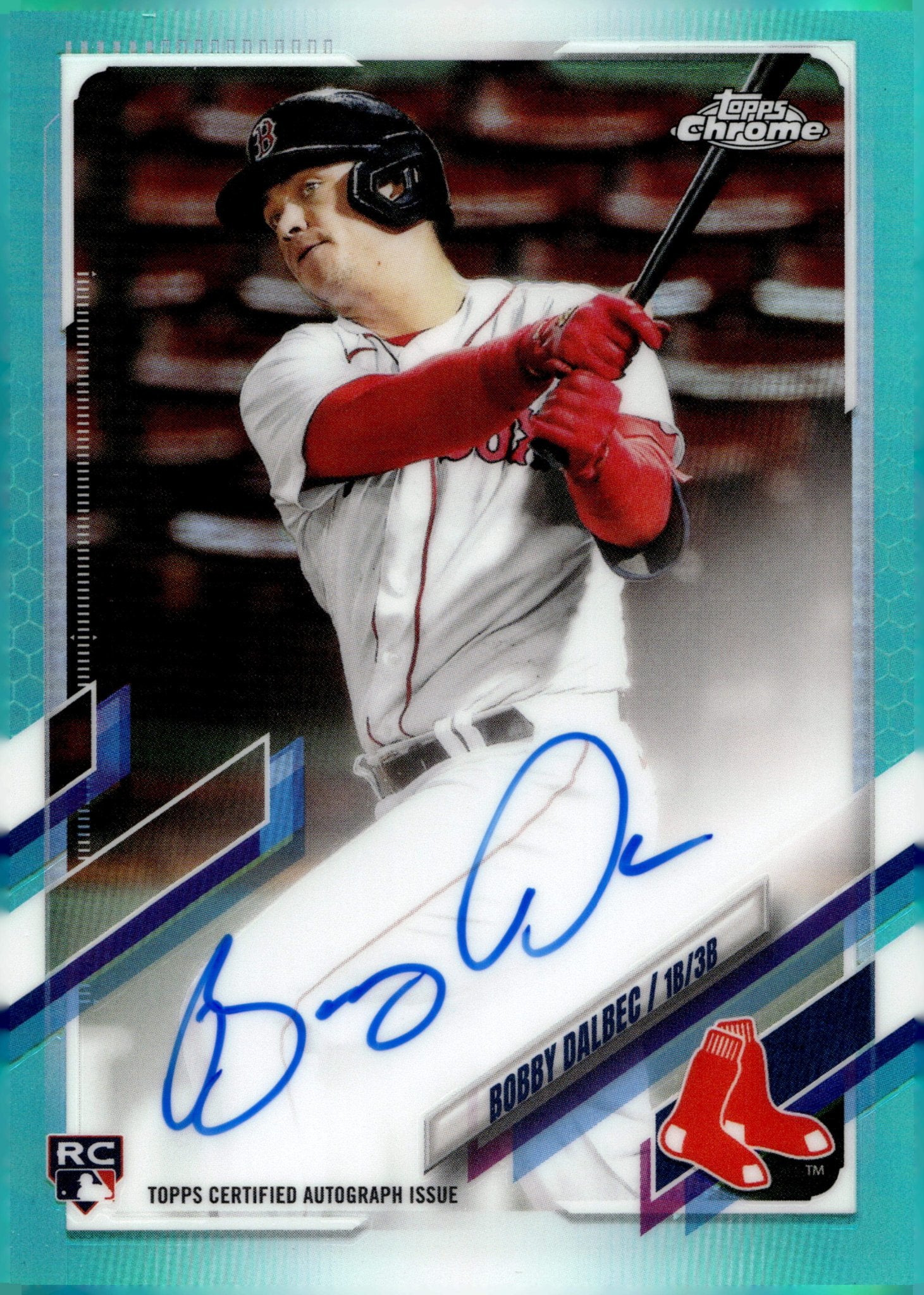 Bobby Dalbec 2021 Topps Chrome Aqua Refractor RC Auto 066/199 #RA - BD - Collector Store LLC