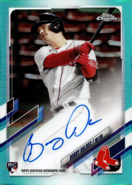 Bobby Dalbec 2021 Topps Chrome Aqua Refractor RC Auto 066/199 #RA - BD - Collector Store LLC