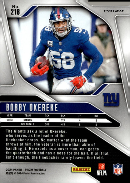 Bobby Okereke 2024 Panini Prizm Green Prizm #216 - Collector Store LLC