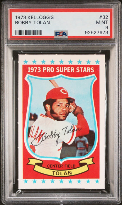 Bobby Tolan 1973 Kellogg's #32 PSA 9 - Collector Store LLC
