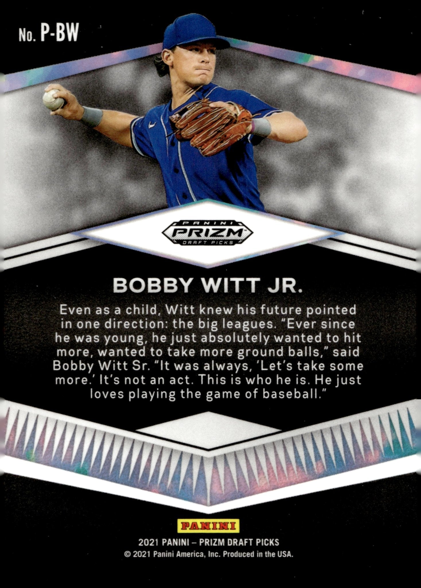 Bobby Witt Jr. 2021 Panini Prizm Draft Picks Prospects P - BW - Collector Store LLC