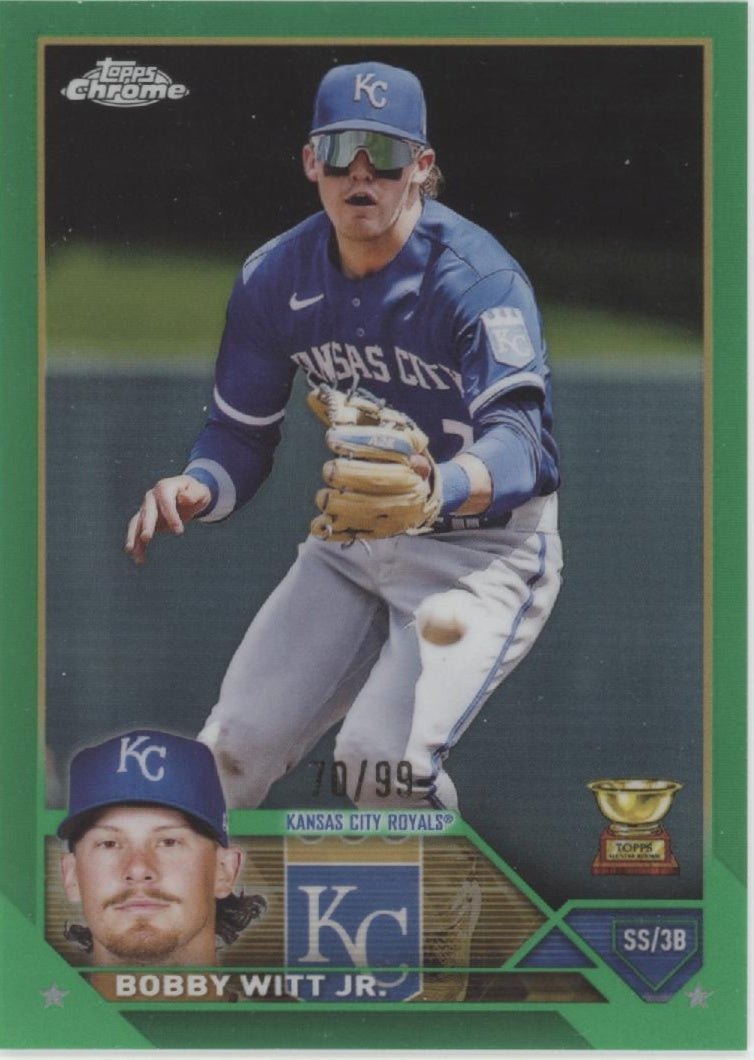 Bobby Witt Jr. 2023 Topps Chrome Green Refractor 70/99 #176 - Collector Store LLC