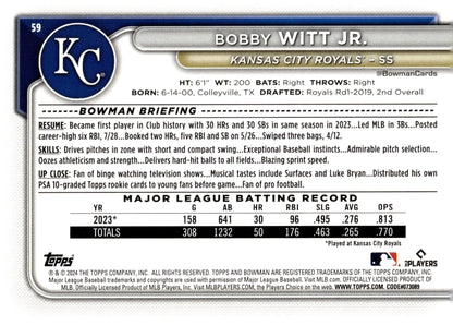 Bobby Witt Jr. 2024 Bowman 59 - Collector Store LLC