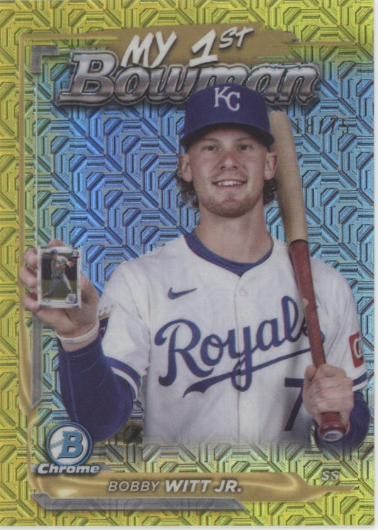 Bobby Witt Jr. 2024 Bowman Chrome My 1st Bowman Yellow Mojo Refractor 18/75 - Collector Store LLC