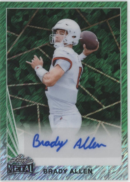 Brady Allen 2024 Leaf Metal Green Refractor Auto 7/7 90A - BA2 - Collector Store LLC