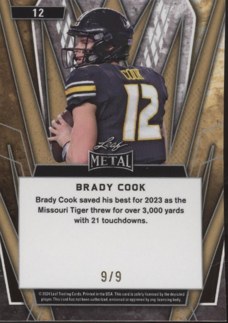 Brady Cook 2024 Leaf Metal 9/9 #12 - Collector Store LLC