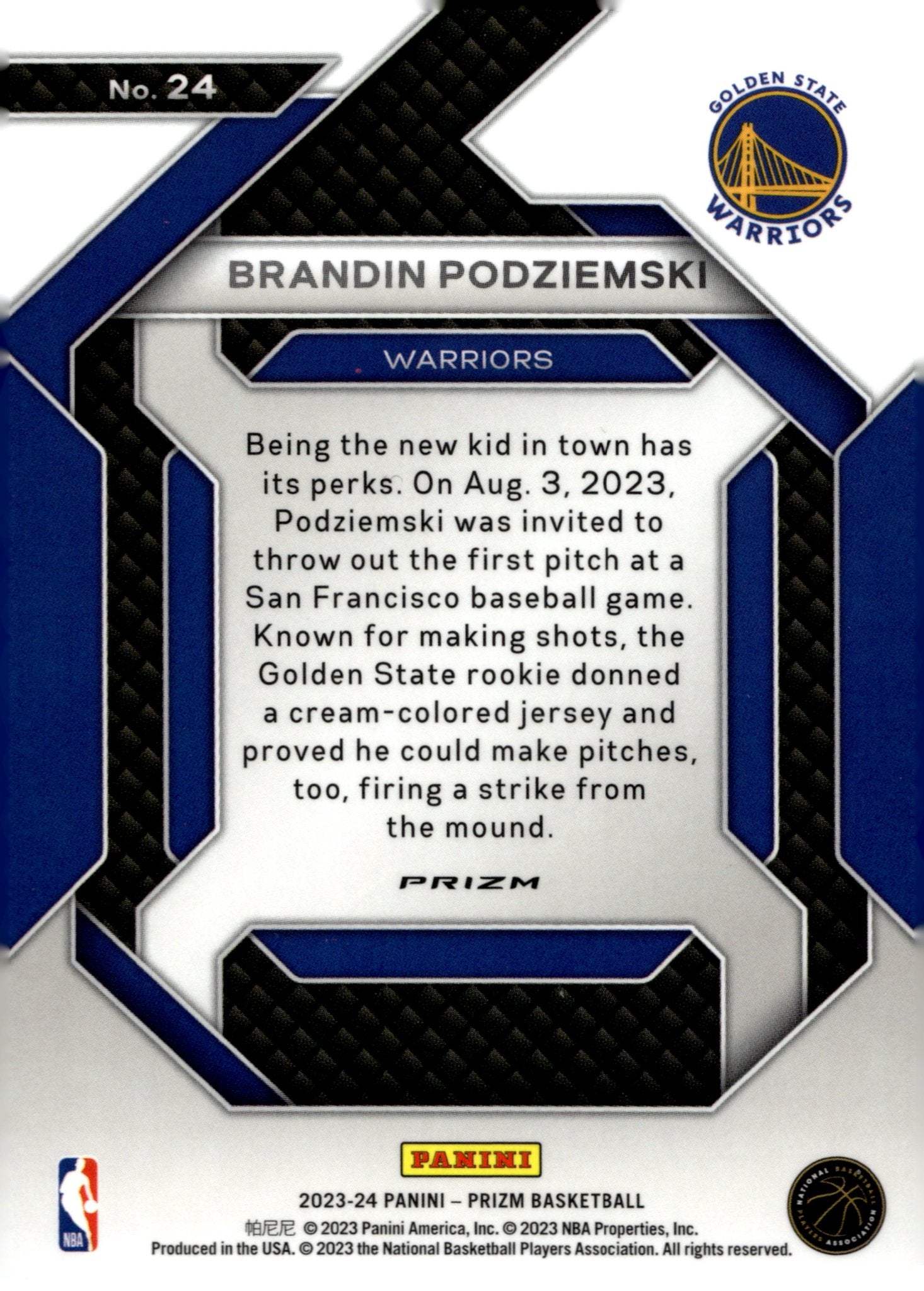 Brandin Podziemski 2023 - 24 Panini Prizm Emergent Prizm #24 - Collector Store LLC