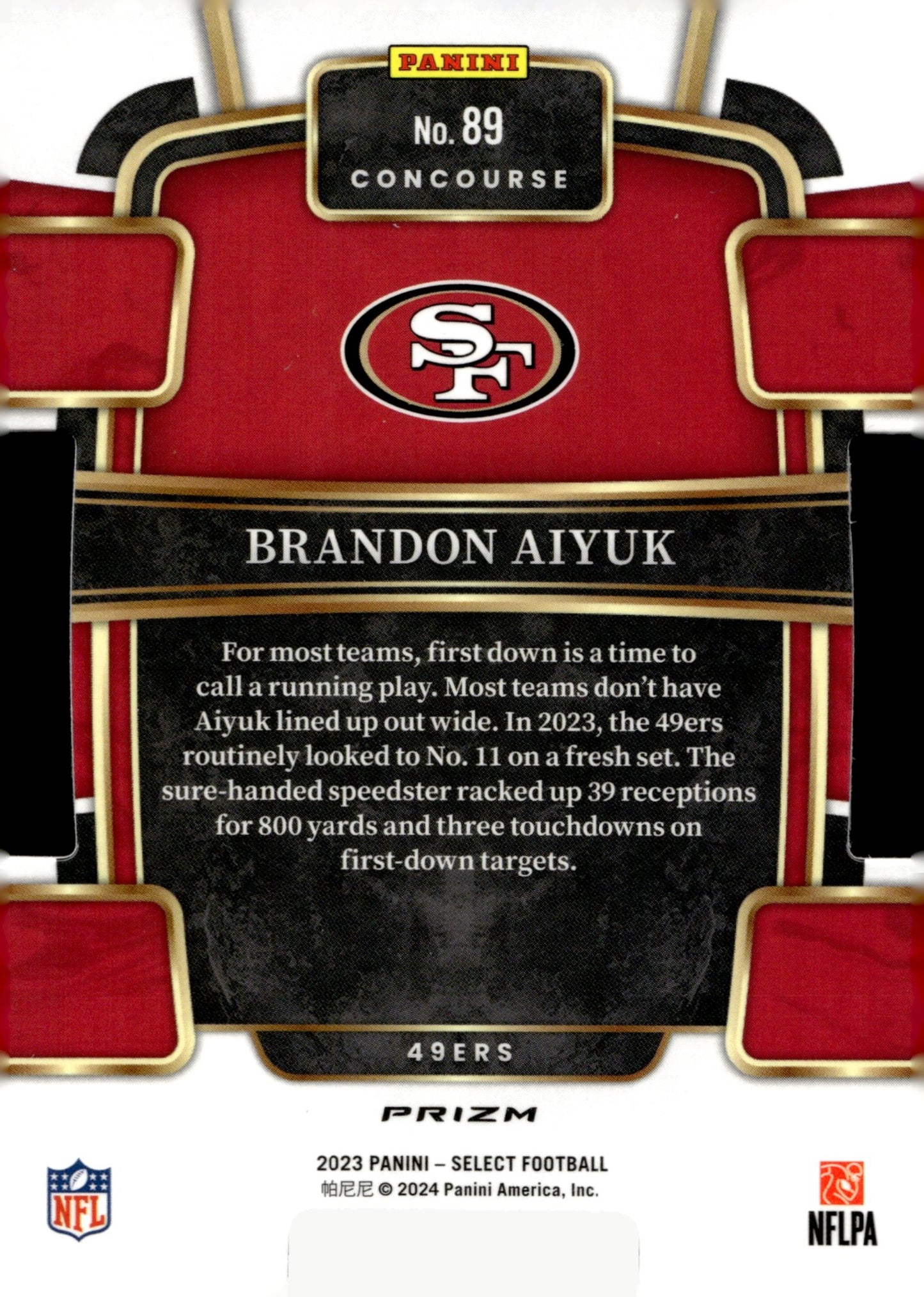 Brandon Aiyuk 2023 Panini Select Die - Cut Red White & Blue Prizm #89 - Collector Store LLC