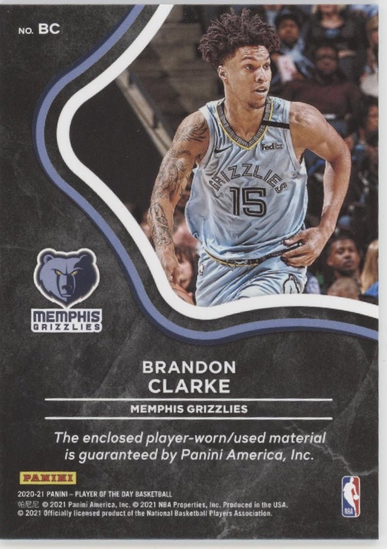 Brandon Clarke 2020 - 21 Panini Player of the Day Swatch #BC - Collector Store LLC