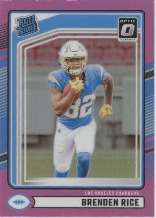 Brenden Rice 2024 Panini Donruss Rated Rookie Pink Prizm RC #382 - Collector Store LLC