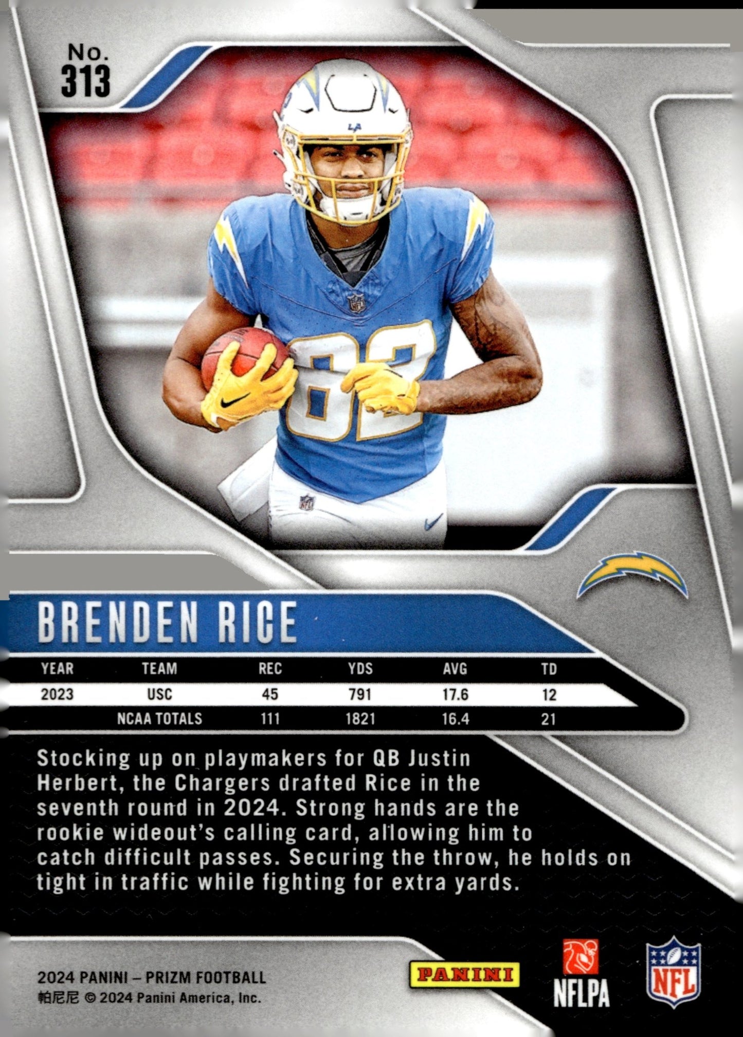 Brenden Rice 2024 Panini Prizm RC #313 - Collector Store LLC