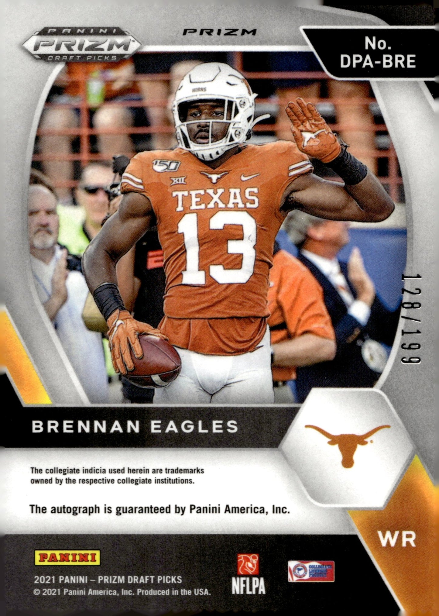 Brennan Eagles 2021 Panini Prizm Draft Picks Red Prizm RC Auto 128/199 #DPA - BRE - Collector Store LLC