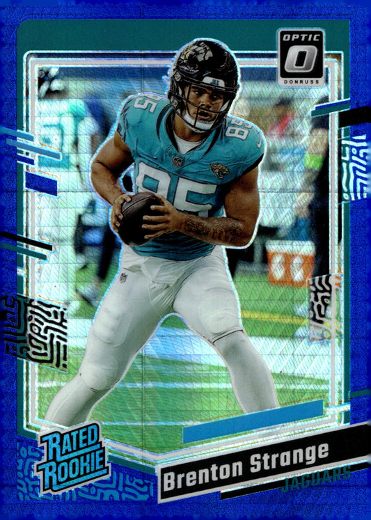 Brenton Strange 2023 Panini Donruss Optic Rated Rookie Blue Prism Prizm #251 - Collector Store LLC