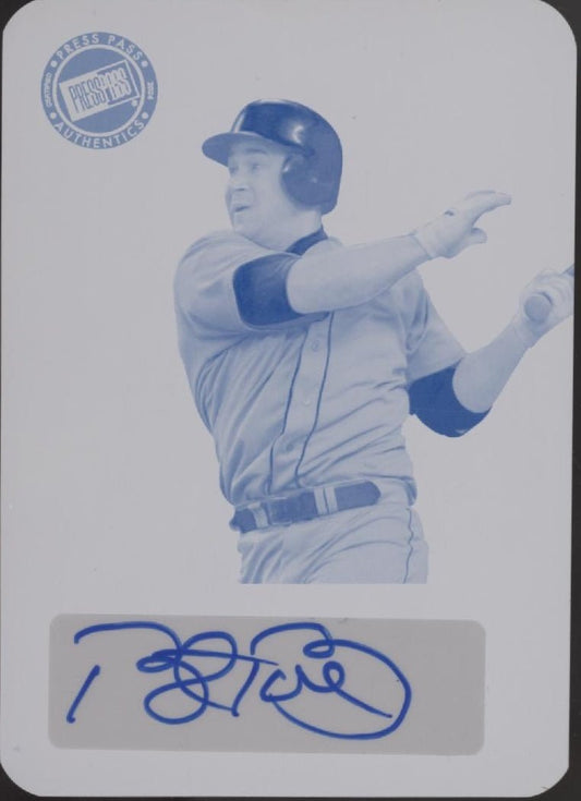 Bret Boone 2024 Leaf Press Pass Premium Cyan Plate Retro Auto 1/1 - Collector Store LLC