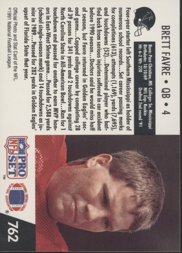 Brett Favre 1991 Pro Set Draft Choice 2nd Round #762 - Collector Store LLC