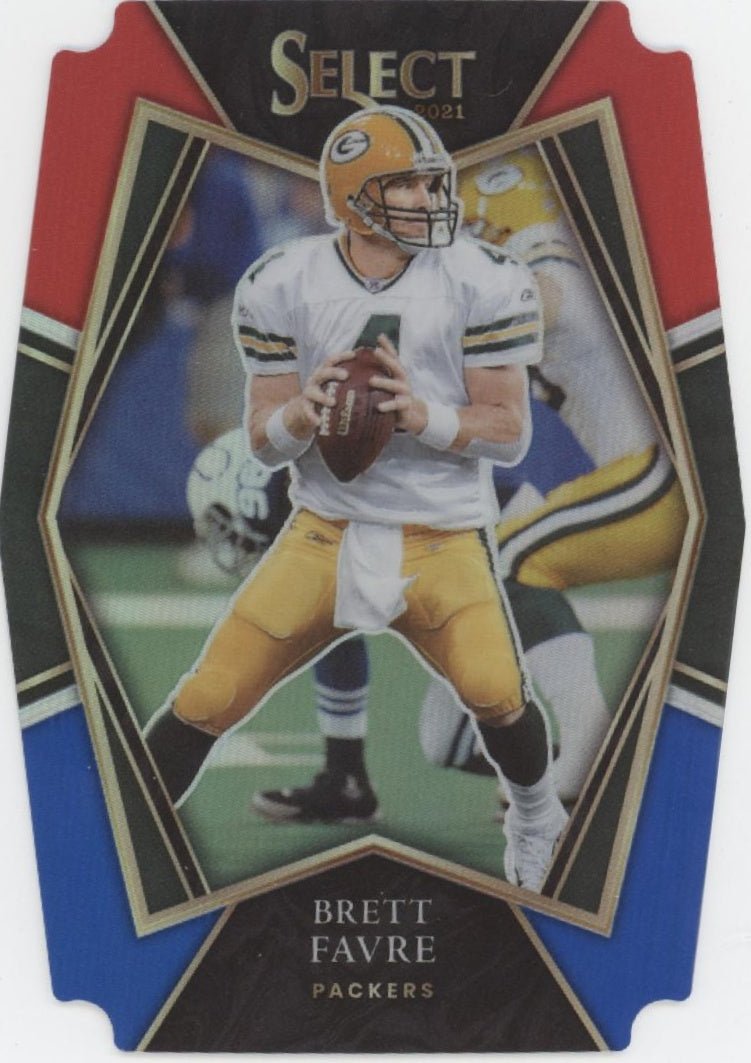 Brett Favre 2021 Panini Select Die - Cut Red & Blue Prizm #135 - Collector Store LLC