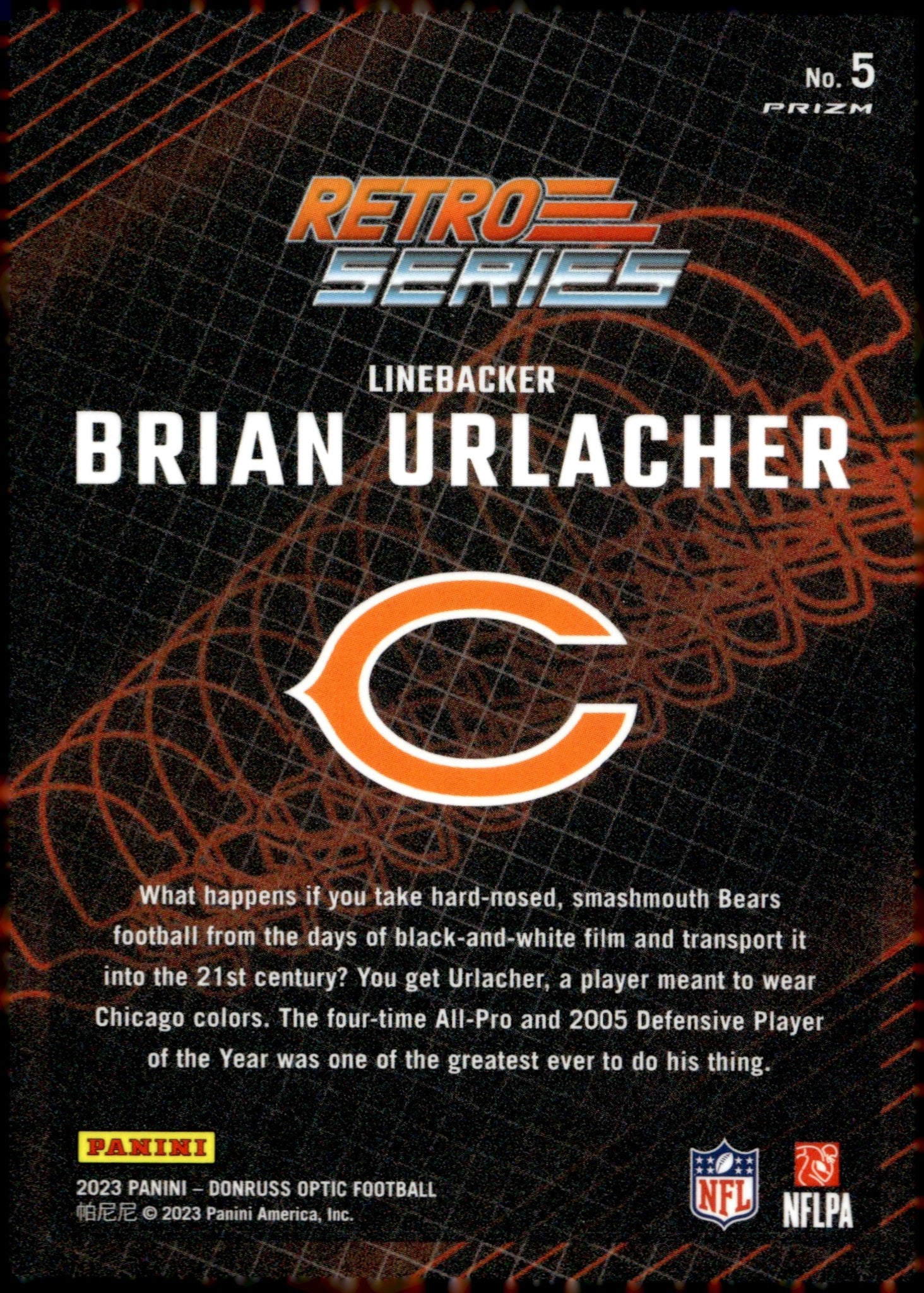 Brian Urlacher 2023 Panini Donruss Optic Retro Series Prizm #5 - Collector Store LLC