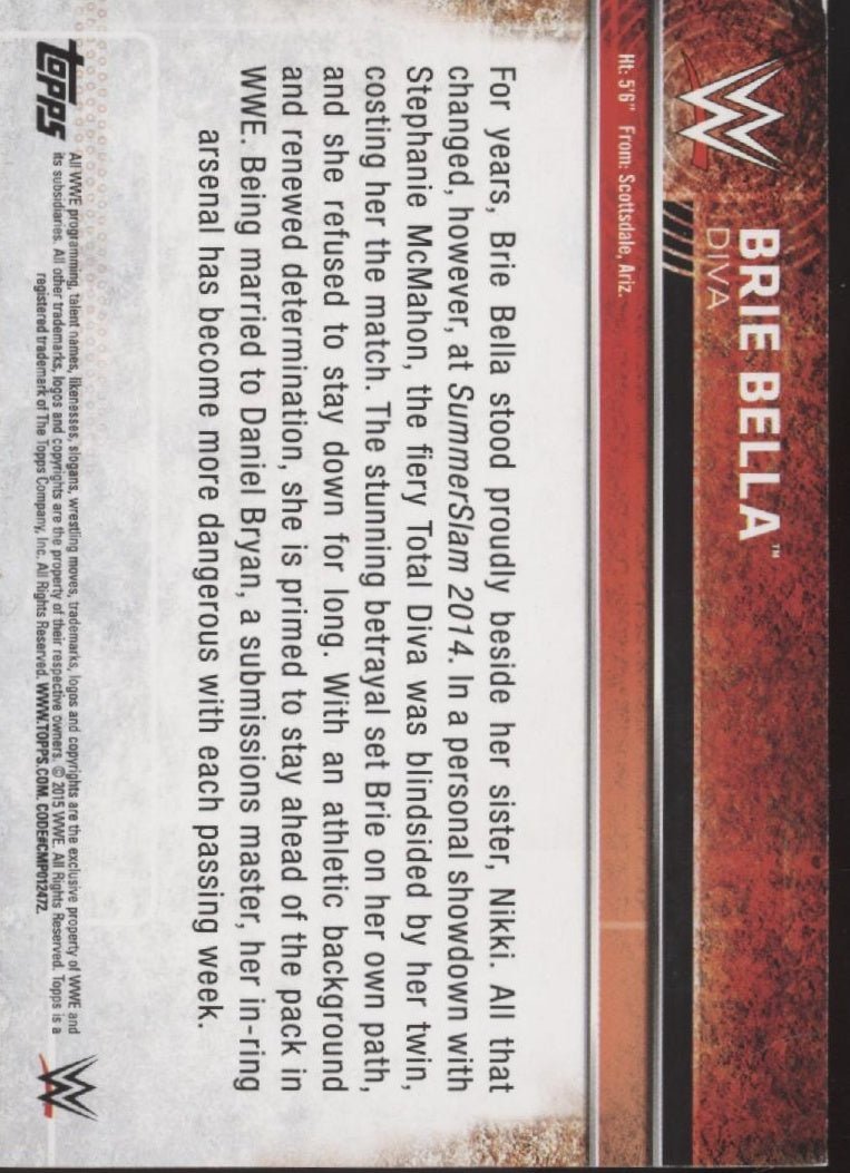 Brie Bella 2015 Topps WWE Shirt Swatch Card #2 - Collector Store LLC