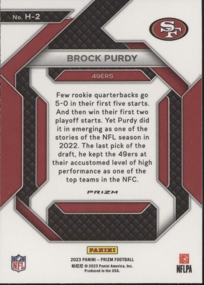 Brock Purdy 2023 Panini Prizm Emergent Green Prizm #H - 2 - Collector Store LLC