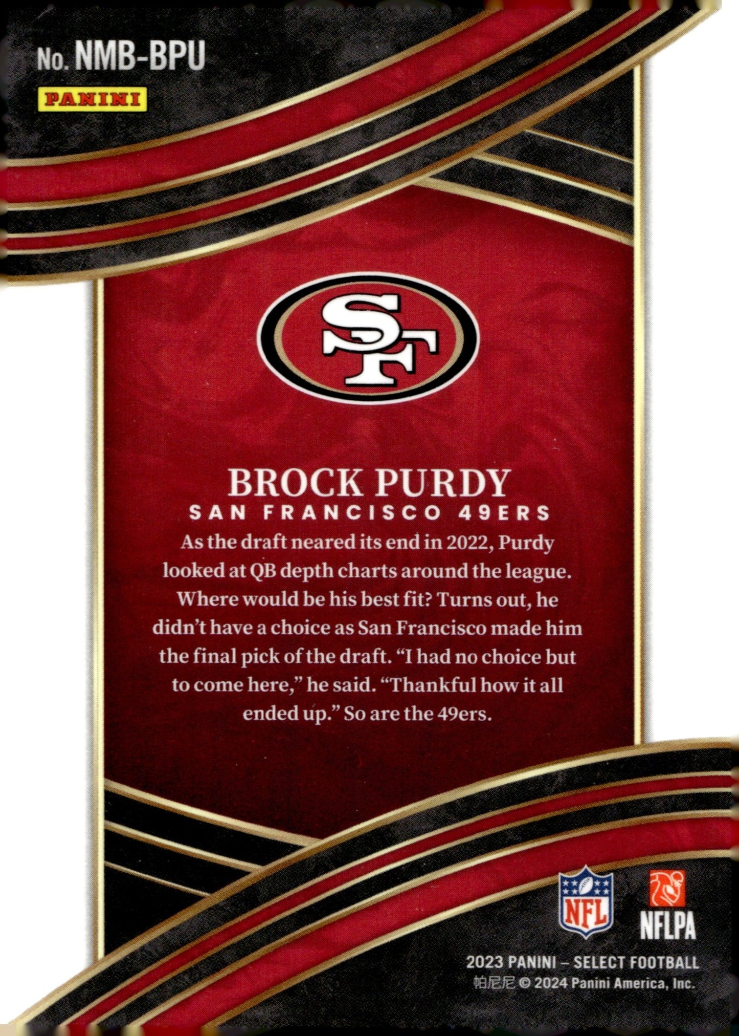 Brock Purdy 2023 Panini Select Numbers 18 #NMB - BPU - Collector Store LLC