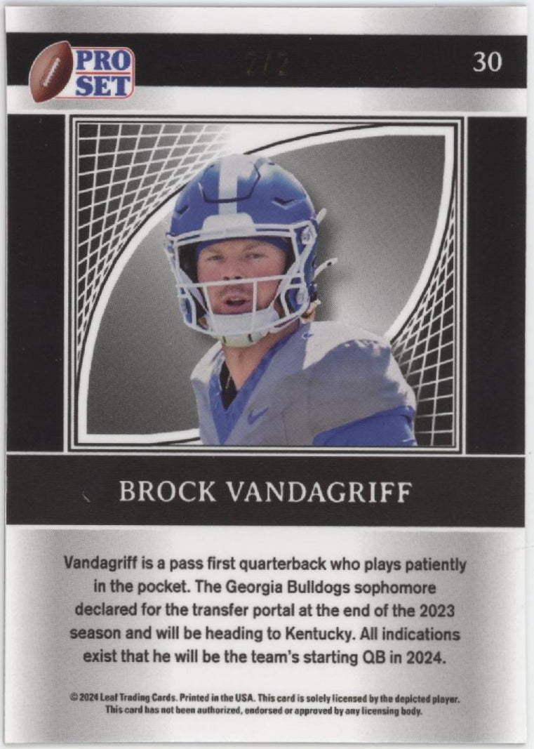 Brock Vandagriff 2024 Leaf Pro Set Red Ice Refractor 2/5 #30 - Collector Store LLC